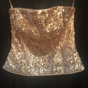 Gold Sequin Strapless Top White House black market